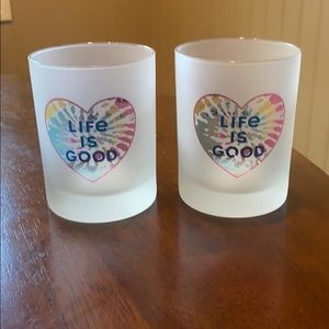 Life is good set of 2 tie dye cocktail glasses
